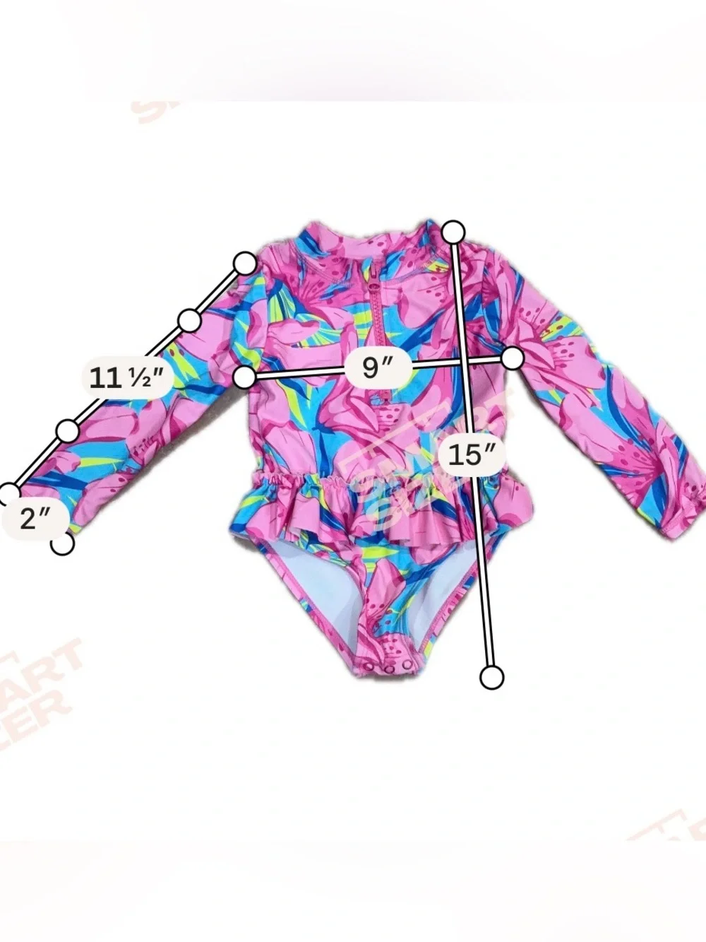 Tommy Bahama Baby Girl 24M Floral Rash Guard Swimsuit Set Hat UPF 50+ Ruffle Bow